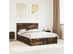 Vidaxl Estrutura Da Cama Com Gaveta Carvalho Defumado 140 X 190 Cm