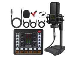 Kit De Microfone Eifson M8 Com Misturador, Microfone Condensador E Auscultadores - Preto