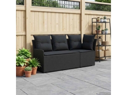 Vidaxl 2 Unid. Sofá De Braços Para Jardim Com Sofá De Canto Preto