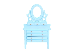 Mali mesa de Maquiagem Miniatura de Madeira 1:12 para Casinha de Boneca com Espelho Azul