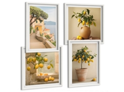 Composição De Quadros Paisagens Abstratas Geometria Espelharte (4 Peças)