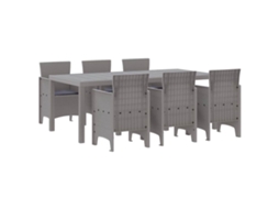 Conjunto 7 Jantar Ao Ar Livre Vidaxl Cinzento-claro Polipropileno (200 X 100 X 73 Cm)