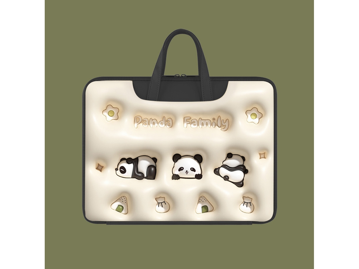 Capa HEXINYIGJLY para portátil, 15.6 polegadas, universal, almofadada, forro macio, panda