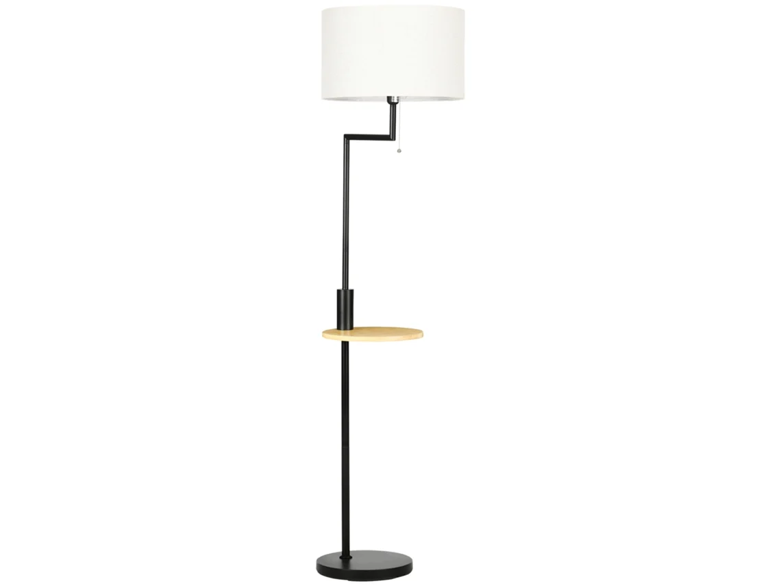 Luminária Chão Prateleira Porta Usb Aço Creme 168cm VELTRIX