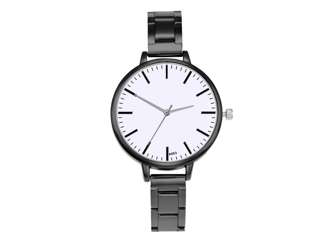 Relógio Feminino de Pulso Fashion Quartz com Cinto de Aço (preto Branco)