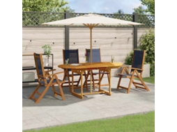 Vidaxl 5 Pcs Conjunto De Jantar Para Jardim Acácia Maciça E Textilene