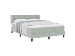Cama Box com Cabeceira Cinzento Claro 160 X 200 Cm Veludo MAISON EXCLUSIVE