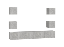 Tv Cabinet, Tv Cabinets Vidaxl Cinzeto Madeira Processada (n/a)