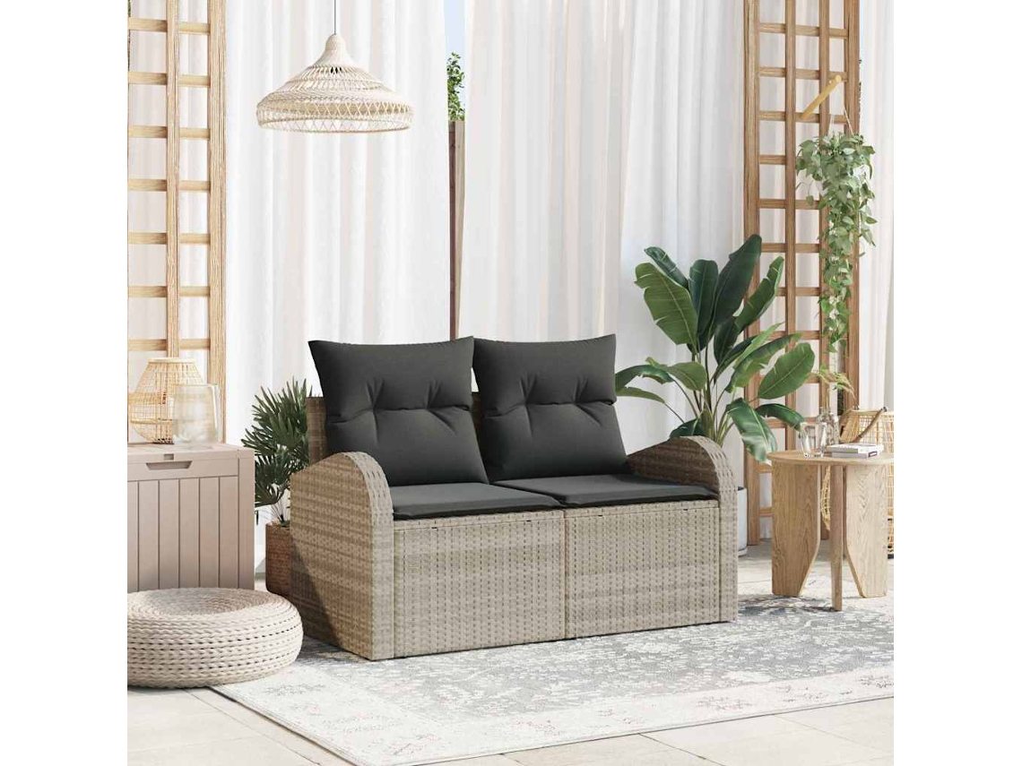 Vidaxl Sofá De Jardim Cinzento-claro 124 X 62 X 69cm Vime Pe
