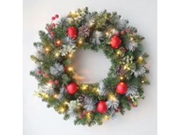 Guirlanda De Natal Com Luzes De 20 Polegadas Guirlanda De Natal Artificial Pré Iluminada Decorada Com Pinhas, Frutas Vermelhas, Ga Aquaforge