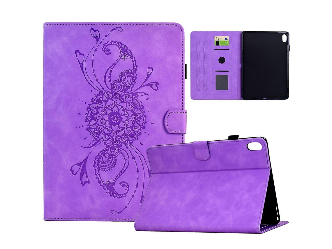 Capa de couro com padrão de mandala e compartimentos para cartões para Xiaomi Redmi Pad 2, roxo Hengrongshen