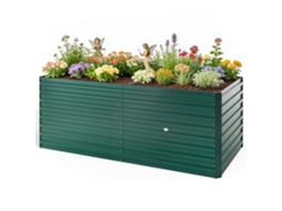 Vaso Elevado Galvanizado Retangular Uso Externo - Fundo Aberto - 160 X 80 X 60 Cm. Verde