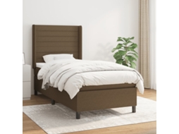 Vidaxl Cama Com Molas/colchão 90x200 Cm Tecido Castanho-escuro
