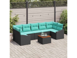 Vidaxl Conjunto De Sofá De Jardim 8 Unid. Preto Vime Pe