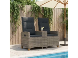 Vidaxl Banco Reclinável Com Mesa 2 -seater 126 X 65 X 112 Cm Vime Pe