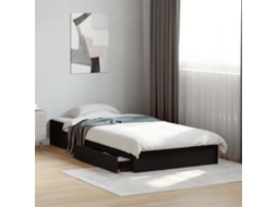 Estrutura Cama C/ Gavetas 90x190 Cm Derivados De Madeira Preto