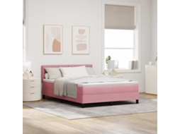 Vidaxl Cama Box Com Cabeceira Rosa 140 X 200 Cm Veludo