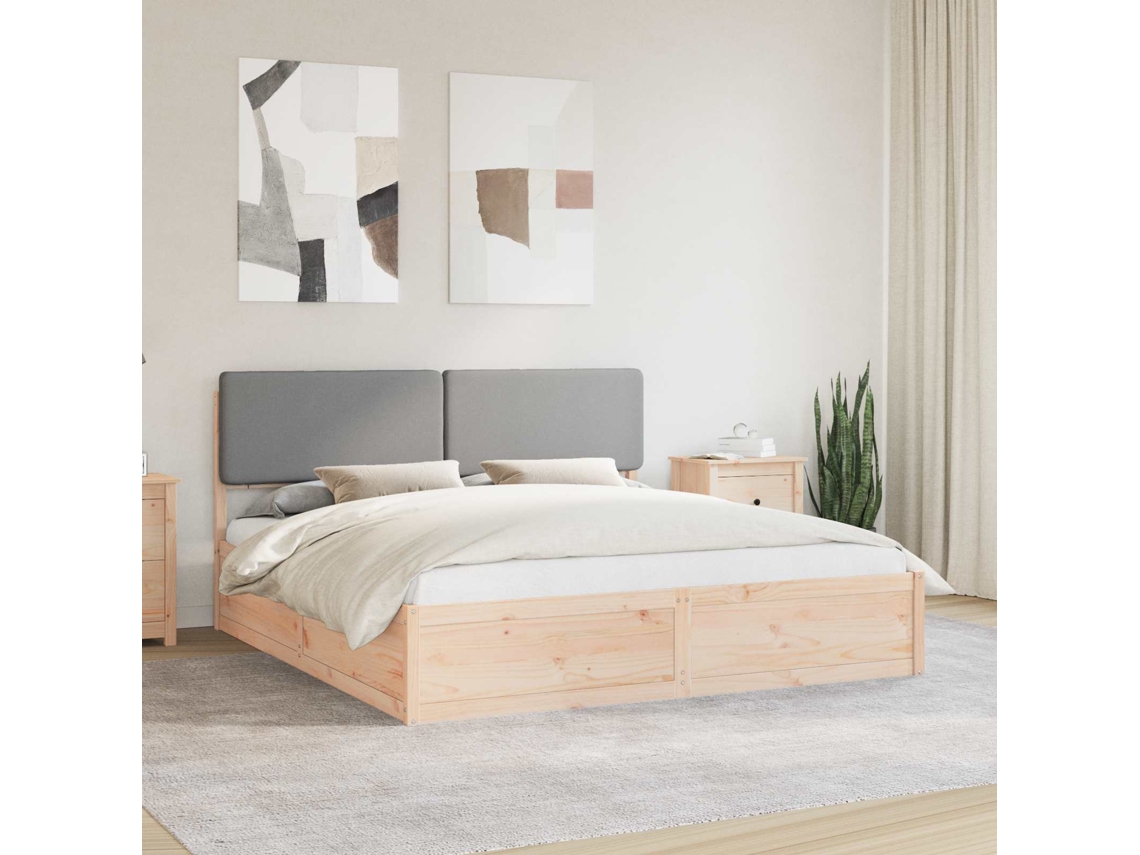 Vidaxl Estrutura De Cama Com Cabeceira Estofada Cinzento-claro