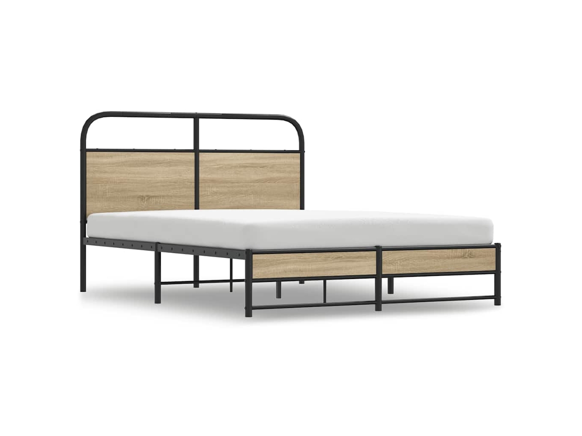 Bed Frame, Bed Frames Vidaxl Marrom Madeira Processada (140 X 200 Cm)