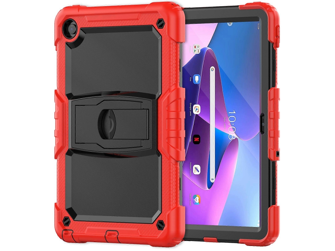 Capa de silicone para Lenovo Tab M10 Plus 125fu 128fu Xiaoxin Pad 2022 10,6 polegadas com suporte e alça Hengrongshen vermelho (3ª geração)