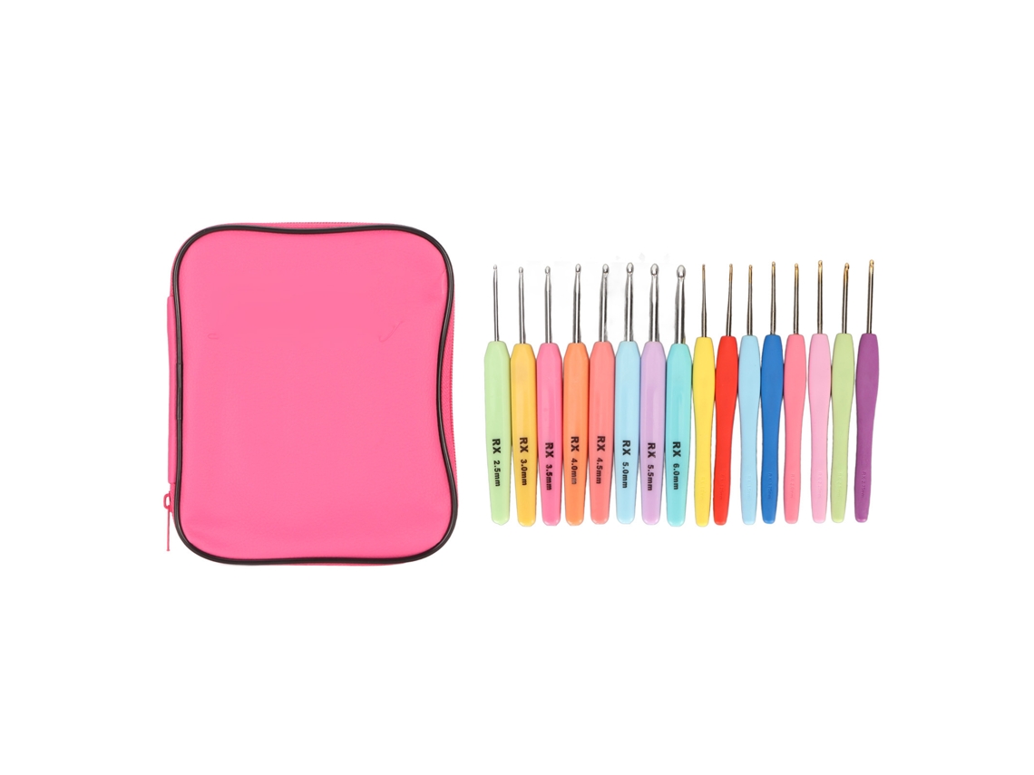 Conjunto De 16 Agulhas De Crochê Ergonômicas Com Estojo, Ferramenta De Tricô Faça Você Mesmo Para Iniciantes Aquaforge