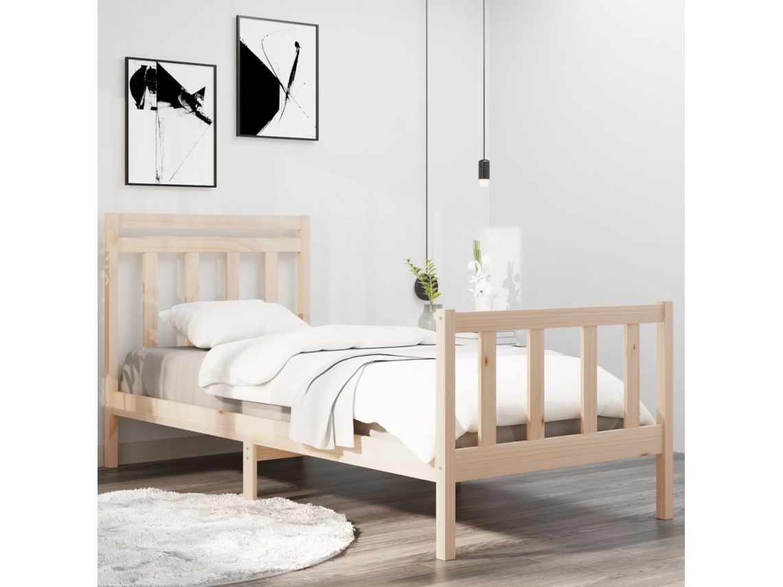 Estrutura De Cama Solteiro 90x190 Cm Madeira Maciça