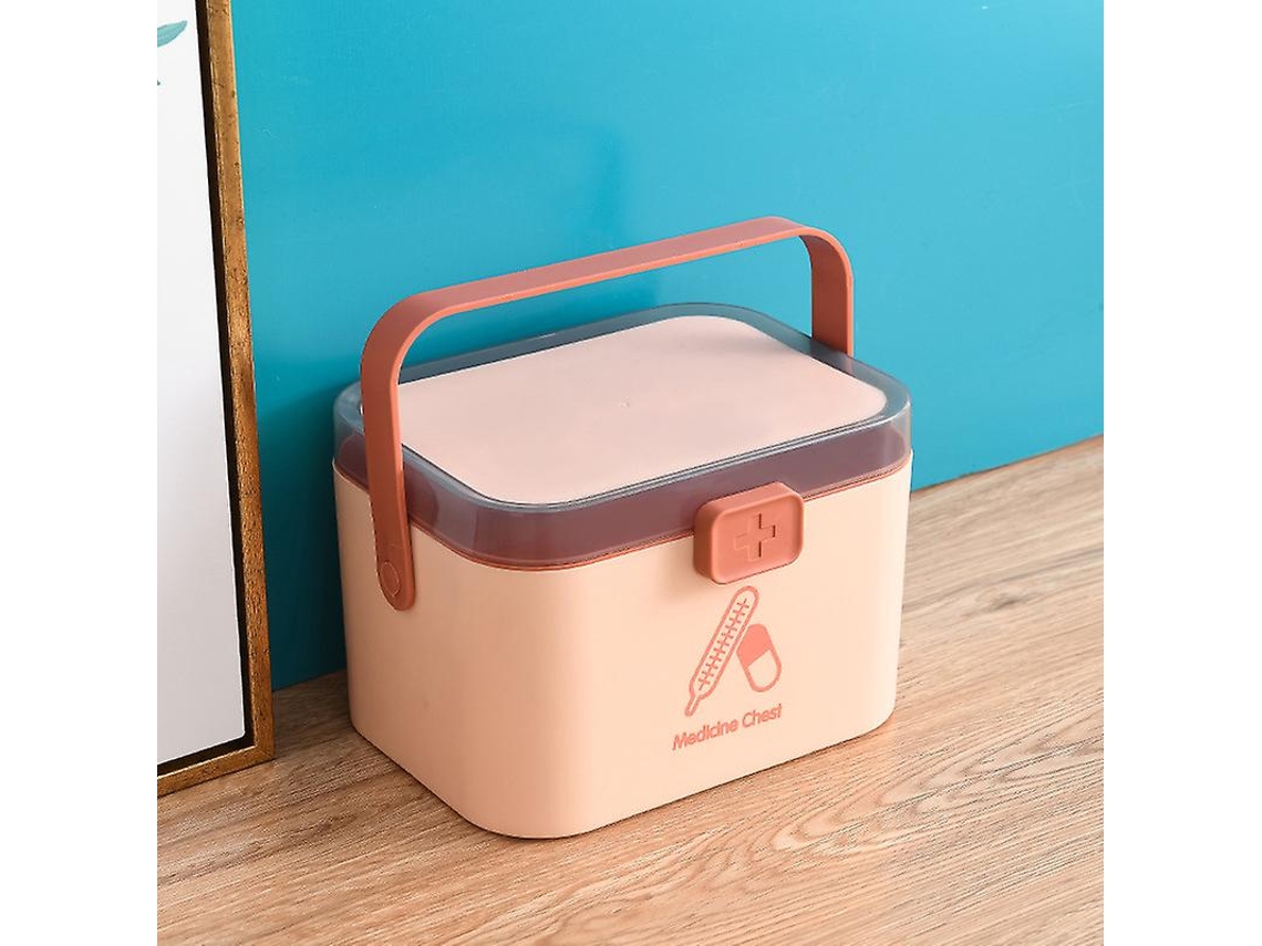 Caixa De Remédios Grande Portátil Para Cuidados Domiciliares, Plástico Doméstico, Caixa De Armazenamento De Remédios Multicamadas D Rosa Aquaforge