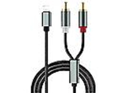 2026 cabo Adaptador de Áudio Lightning Iphone para Rca Caixa de Som Amplificador 1m Cobre