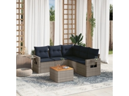 Vidaxl Conjunto De Sofá De Jardim Com 6 Peças E Almofadas Em Rattan Sintético Cinza