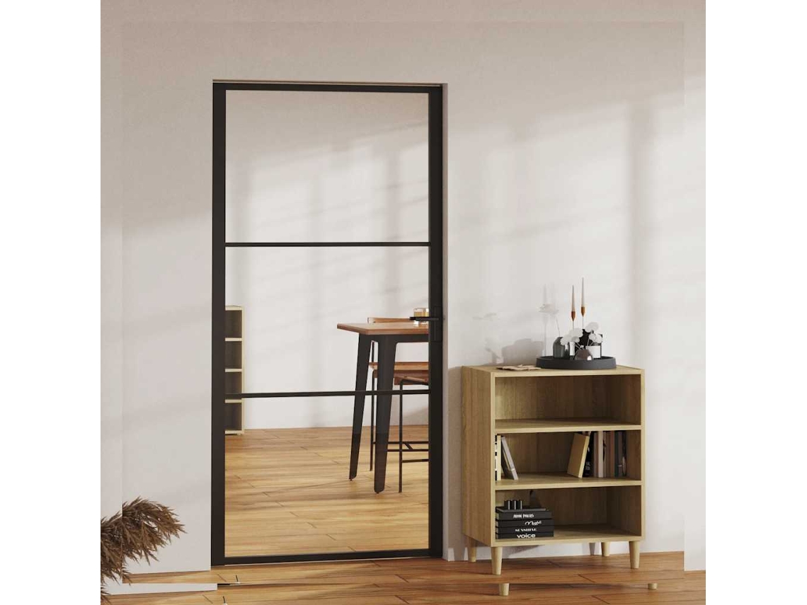 Vidaxl Porta De Interior Em Vidro Esg E Alumínio 102,5x201,5 Cm Preto