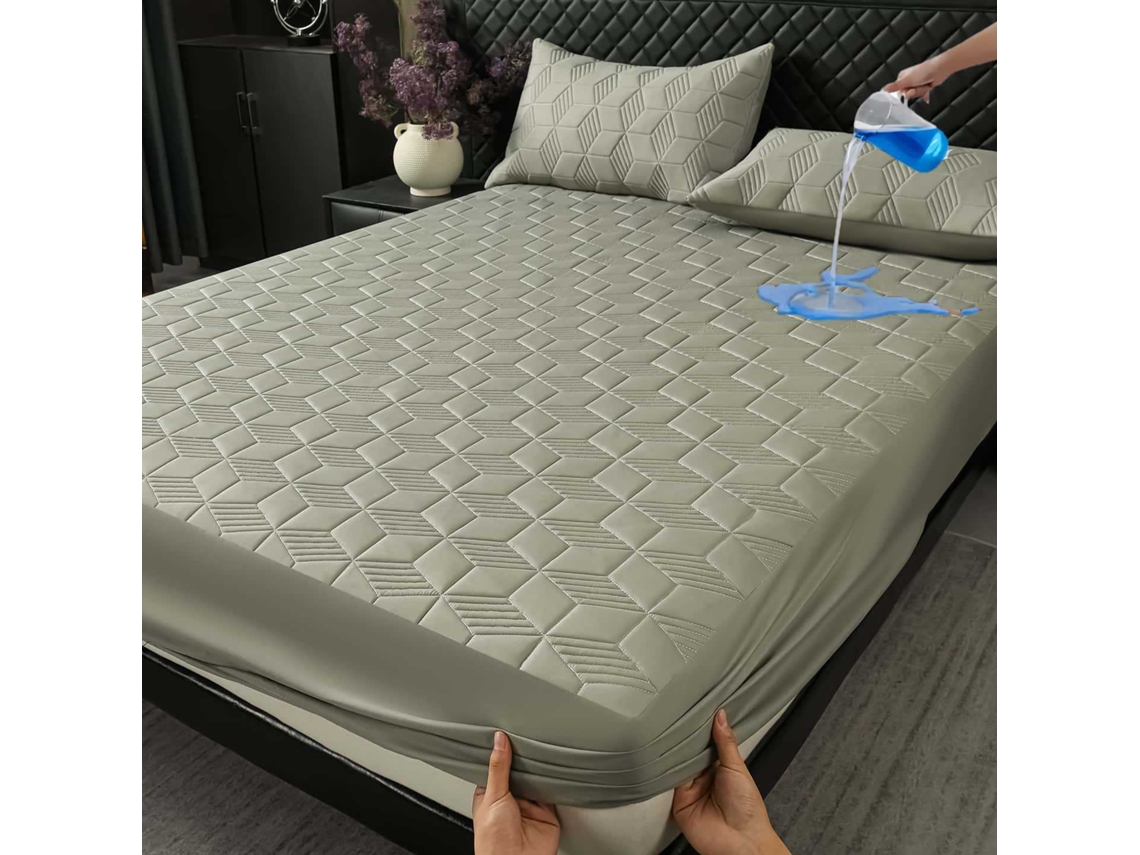 Capa Protetora De Colchão Impermeável,90x200cm, Adequada Para Colchões Com Altura Entre 5,1 E 30,5 Cm Cinza Hexinyigjly