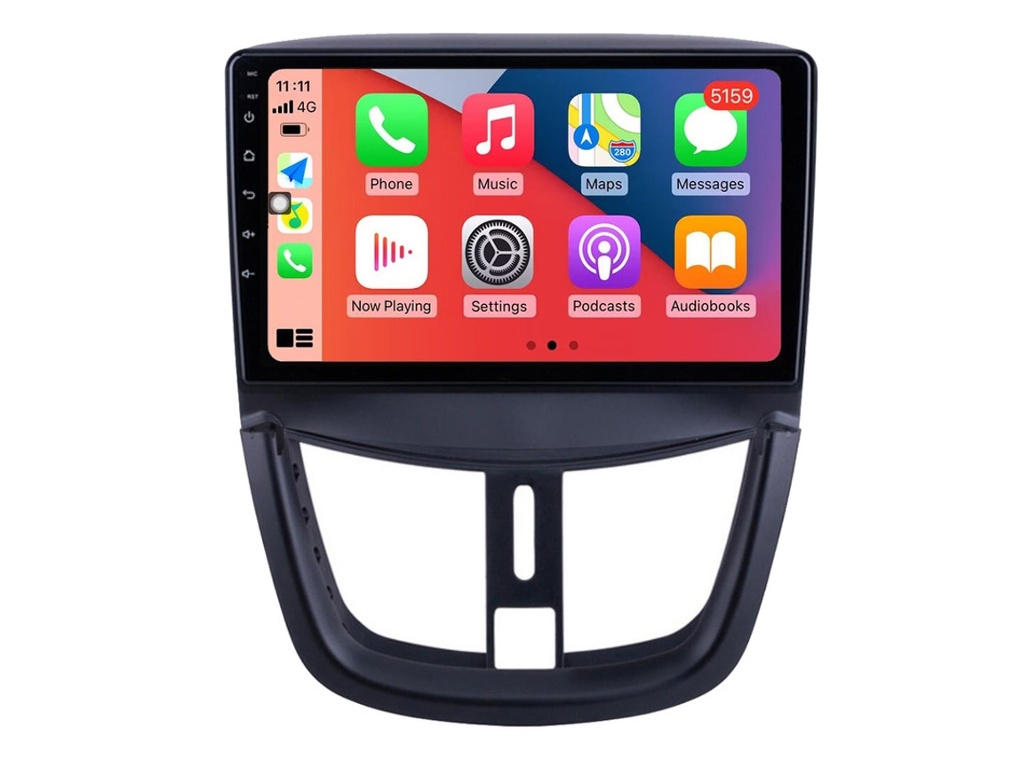 Auto Rádio Carro Bluetooth Autoradio 8GB RAM 128G ROM CarPlay Navegação GPS Ecrã Táctil RoverOne para Peugeot 207 2006-2015  