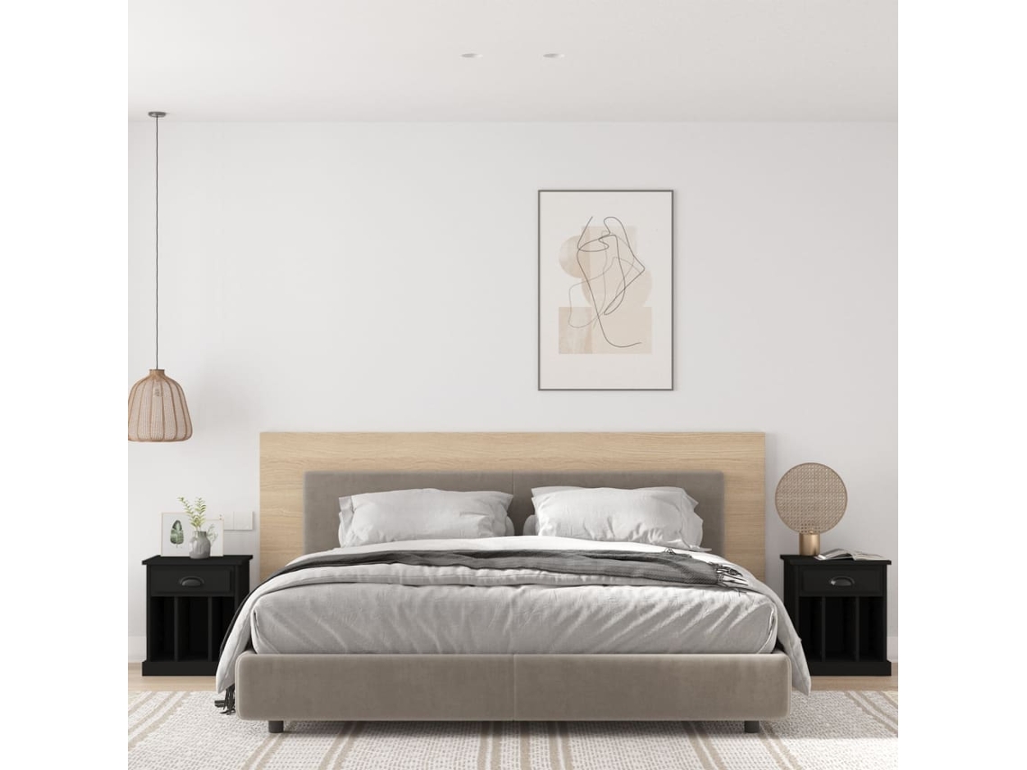 Vidaxl Mesas De Cabeceira 2 Pcs 43x36x50 Cm Preto