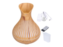 Difusor de Aromaterapia com Luz Noturna Controle Remoto Umidificador 400ml Grão de Madeira para Quarto Escritório | S/MARCA