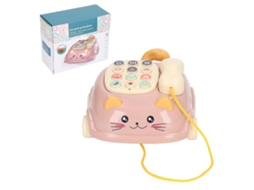 Telefone Musical Para Bebê Com Forma De Gato Bilingue Histórias Brinquedo De Iluminação Rosa