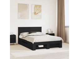 Vidaxl Estrutura Da Cama Preto 140 X 200 Cm Derivados De Madeira