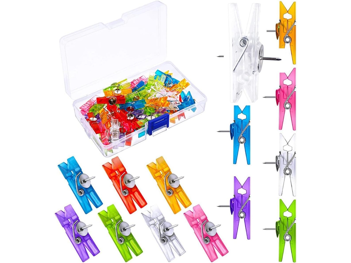 Amosfun 2-Box Alfinetes com Clipe para Fotos, PP, Substituíveis, para Salvar Fotos em Paredes e Casas