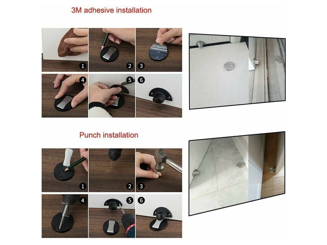 Batente De Porta Magnético Em Aço Inoxidável 304, Para Casa, Hotel, Restaurante E Escritório Preto, Sunny Aquaforge