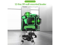 Nível de laser verde rotativo 520-550nm 3D 12 linhas 360 ferramenta de medição automática, nível de linha cruzada 360 com tripé S/MARCA