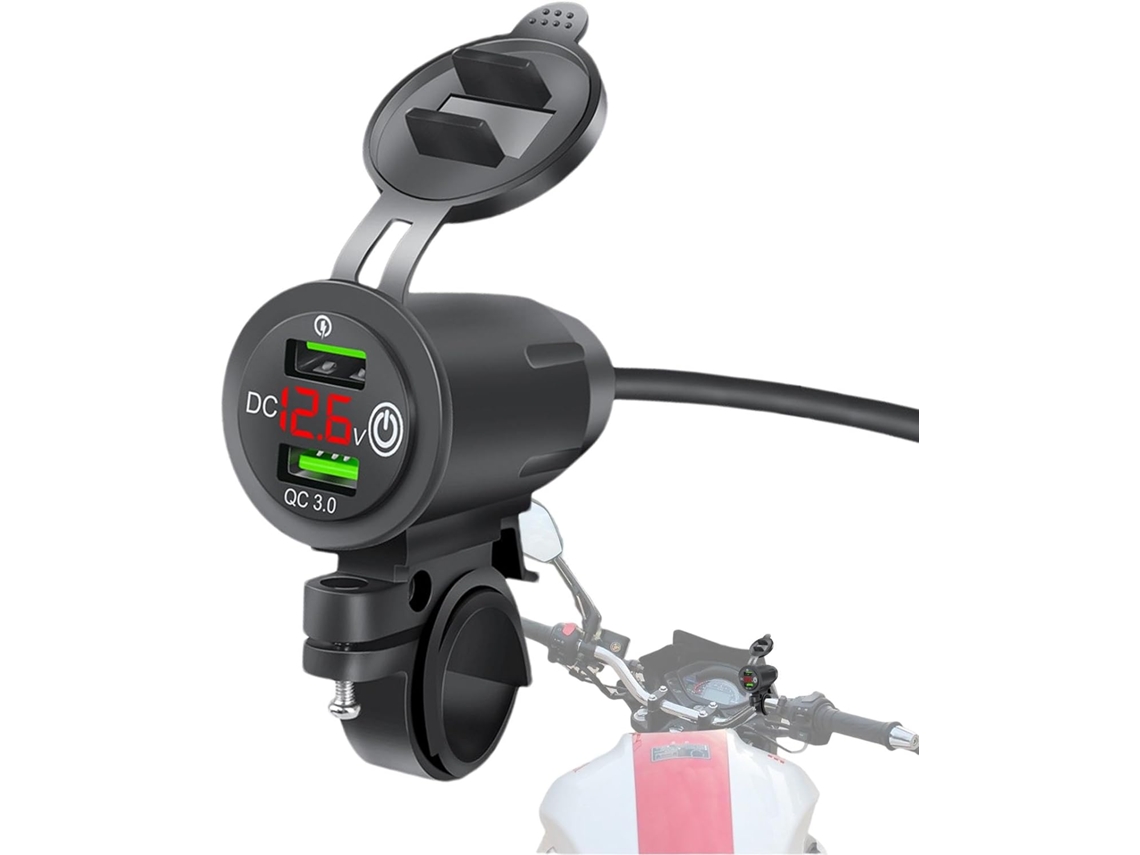 Carregador Usb para Motocicleta, Voltímetro e Botão Liga/desliga para Celular, Tablet e Gps. SFUSHOS