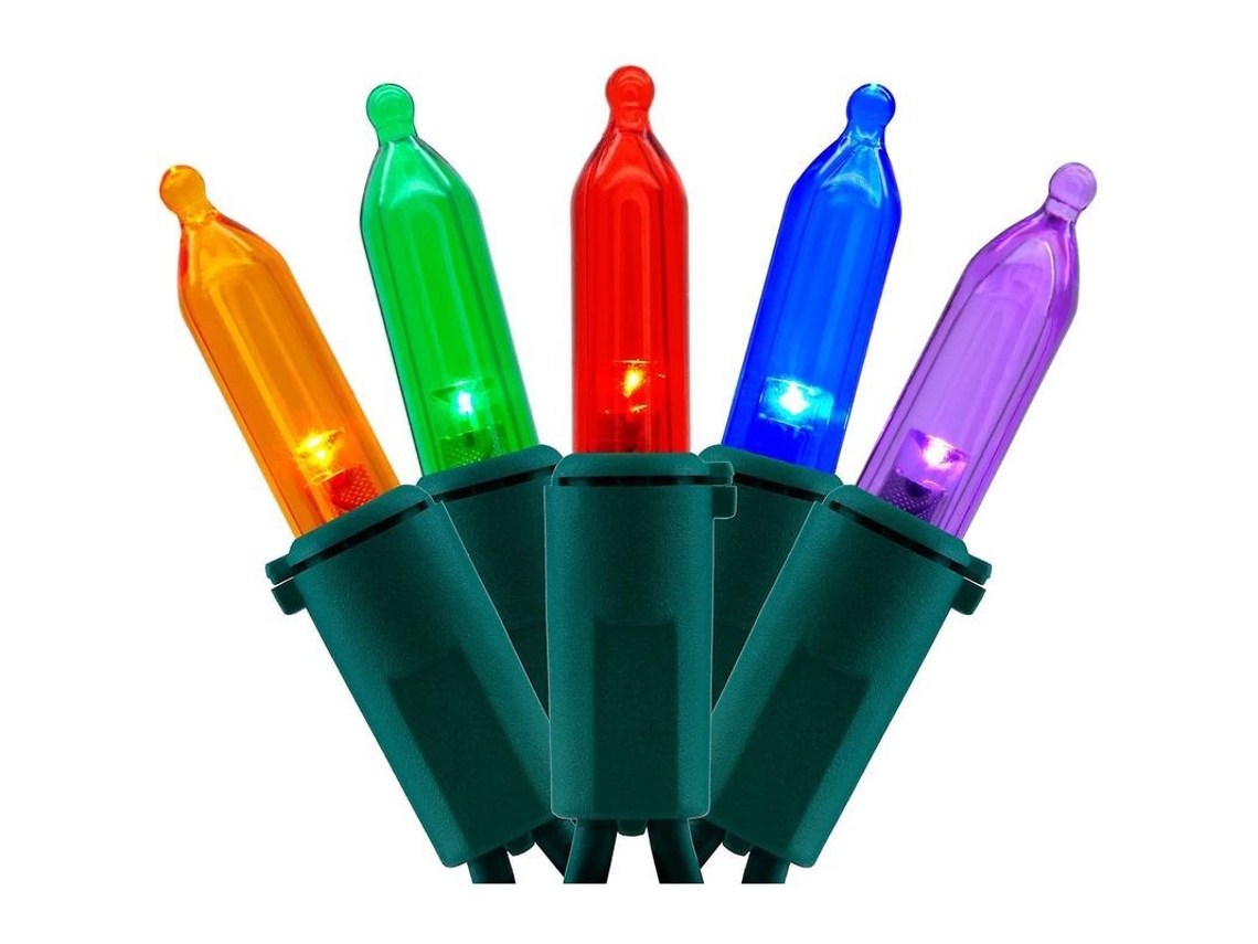 Luzes de Natal LED multicoloridas com cabo verde, 20 metros (66 pés), 200 lâmpadas com certificação comercial UL.
