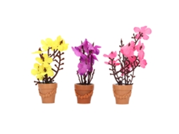 Primerox 3pcs Vaso Miniatura de Resina 1:12 para Boneca com Plantas Simuladas Decorativas Multicolor