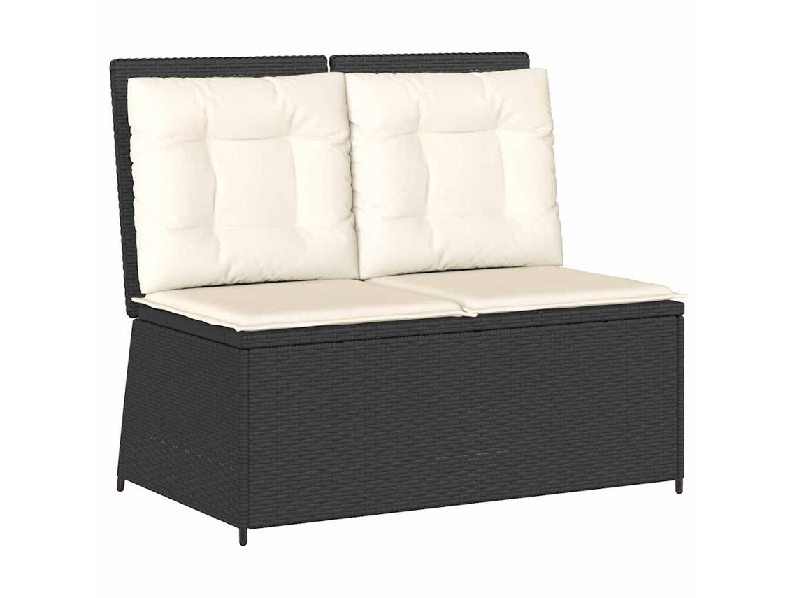 Conjunto 1 Banco De Jardim Vidaxl Preto Vime Pe (110 X 67 X 95 Cm)