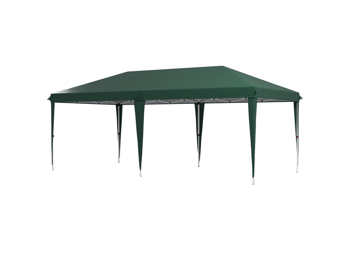 Gazebo de Jardim 6x3m Verde com Altura Ajustável, 3 Níveis, Estrutura de Aço e Bolsa S/MARCA