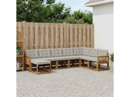 Vidaxl Conjunto De Sofás Para Exterior 8 Pcs Natural E Cinzento-claro