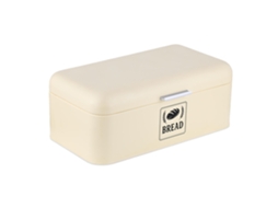 Relaxdays Caixa De Pão, Caixa Para Pão Com Tampa E Pega, 17 X 42 X 24 Cm, Ideal Para Armazenar Pão, Metal, Bege