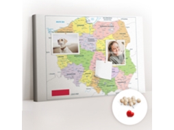 Quadro De Cortiça Com Impressão Mapa Da Polónia Para A Sala De Estar Espelharte (60x40 Cm)