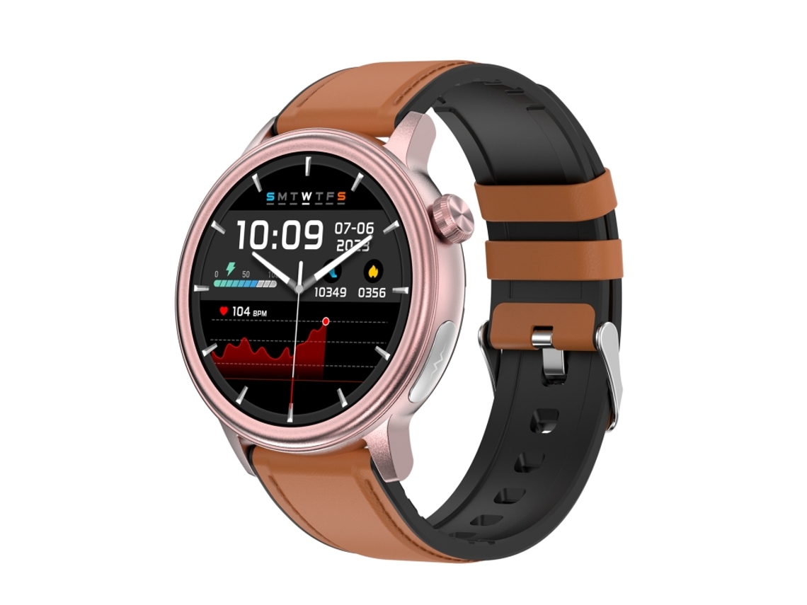 Smartwatch Com Tela Colorida De 1,39 Polegadas E Pulseira De Couro, Compatível Com Chamadas Bluetooth E Função Ecg. Mdug (marrom)