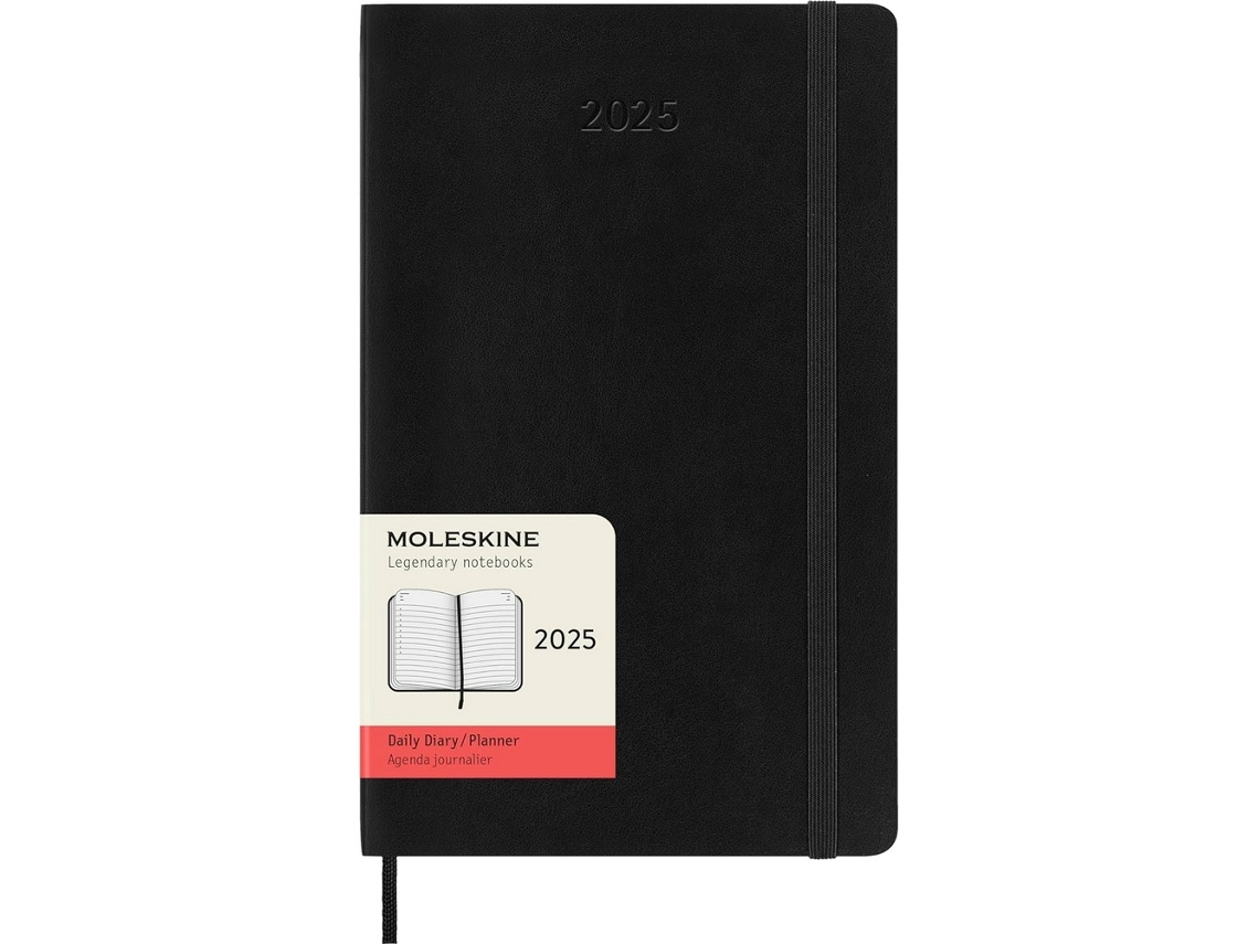 Agenda Moleskine 2025 com Capa Flexível, Tamanho Único, Preta Sólida BRILVIBERA