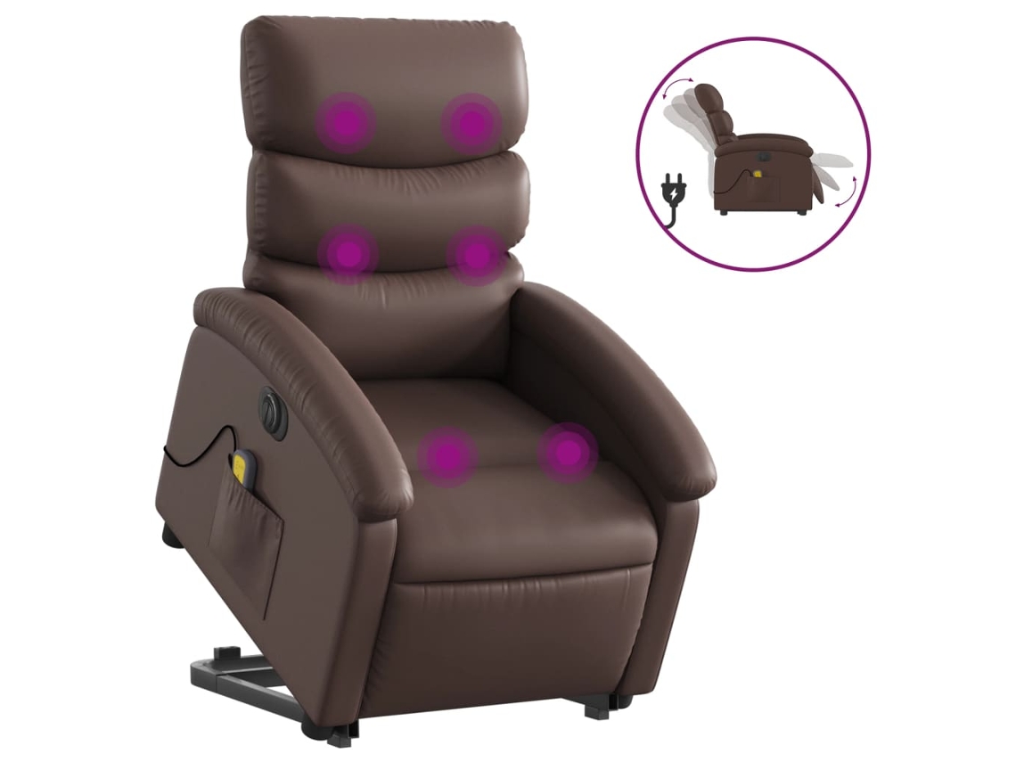 Electric Stand Up Massage Recliner Chair, Electric Stand Up Massage Recliner Chairs Vidaxl Marrom Couro Artificial